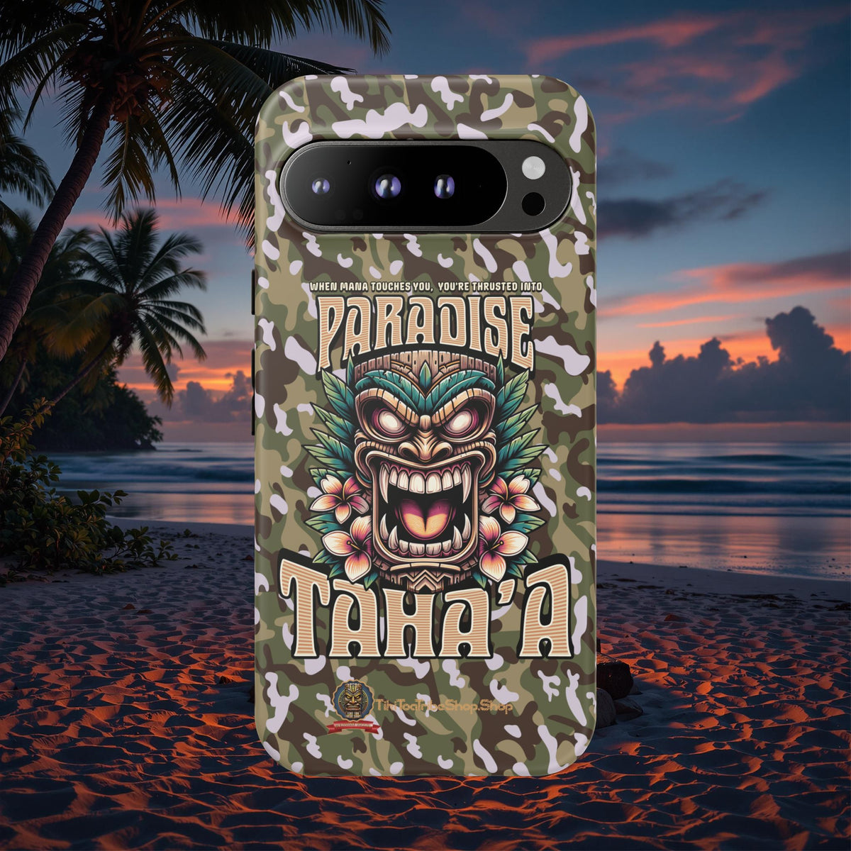 Tahaa – Coque Antichoc Premium « Tiki Féroce » | Design Tribal & Protection Maximale