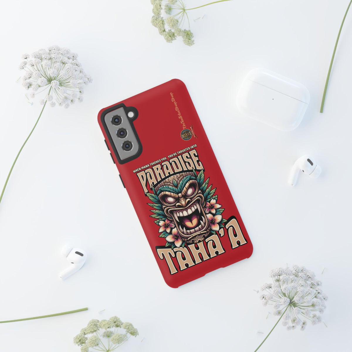 Tahaa – Coque Antichoc Premium « Tiki Féroce » | Design Tribal & Protection Maximale