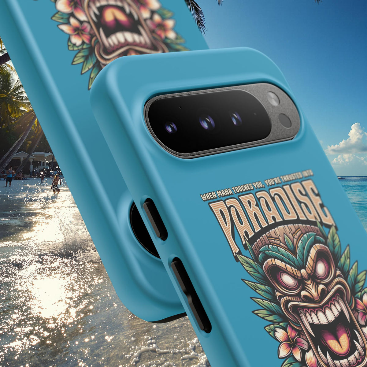 Tahaa – Coque Antichoc Premium « Tiki Féroce » | Design Tribal & Protection Maximale