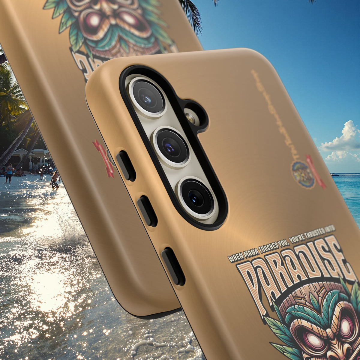 Tahaa – Coque Antichoc Premium « Tiki Féroce » | Design Tribal & Protection Maximale