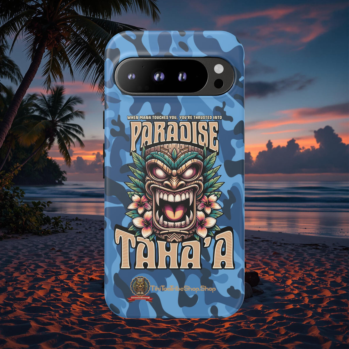 Tahaa – Coque Antichoc Premium « Tiki Féroce » | Design Tribal & Protection Maximale