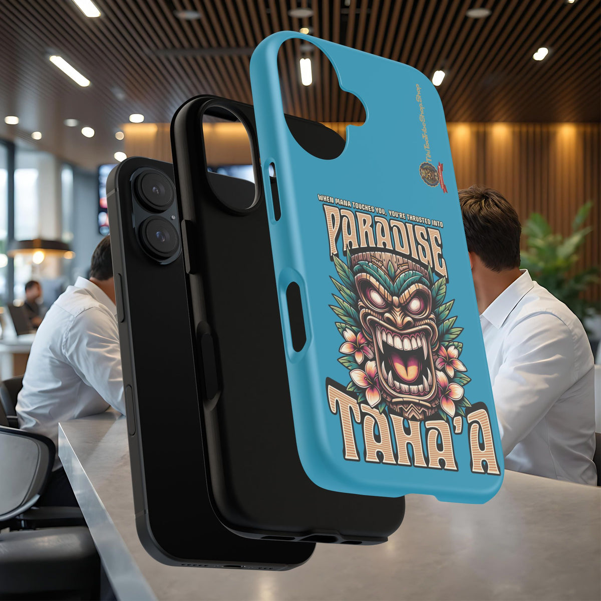 Tahaa – Coque Antichoc Premium « Tiki Féroce » | Design Tribal & Protection Maximale
