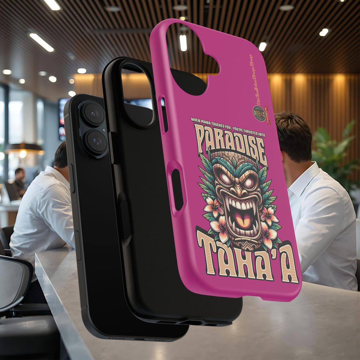 Tahaa – Coque Antichoc Premium « Tiki Féroce » | Design Tribal & Protection Maximale