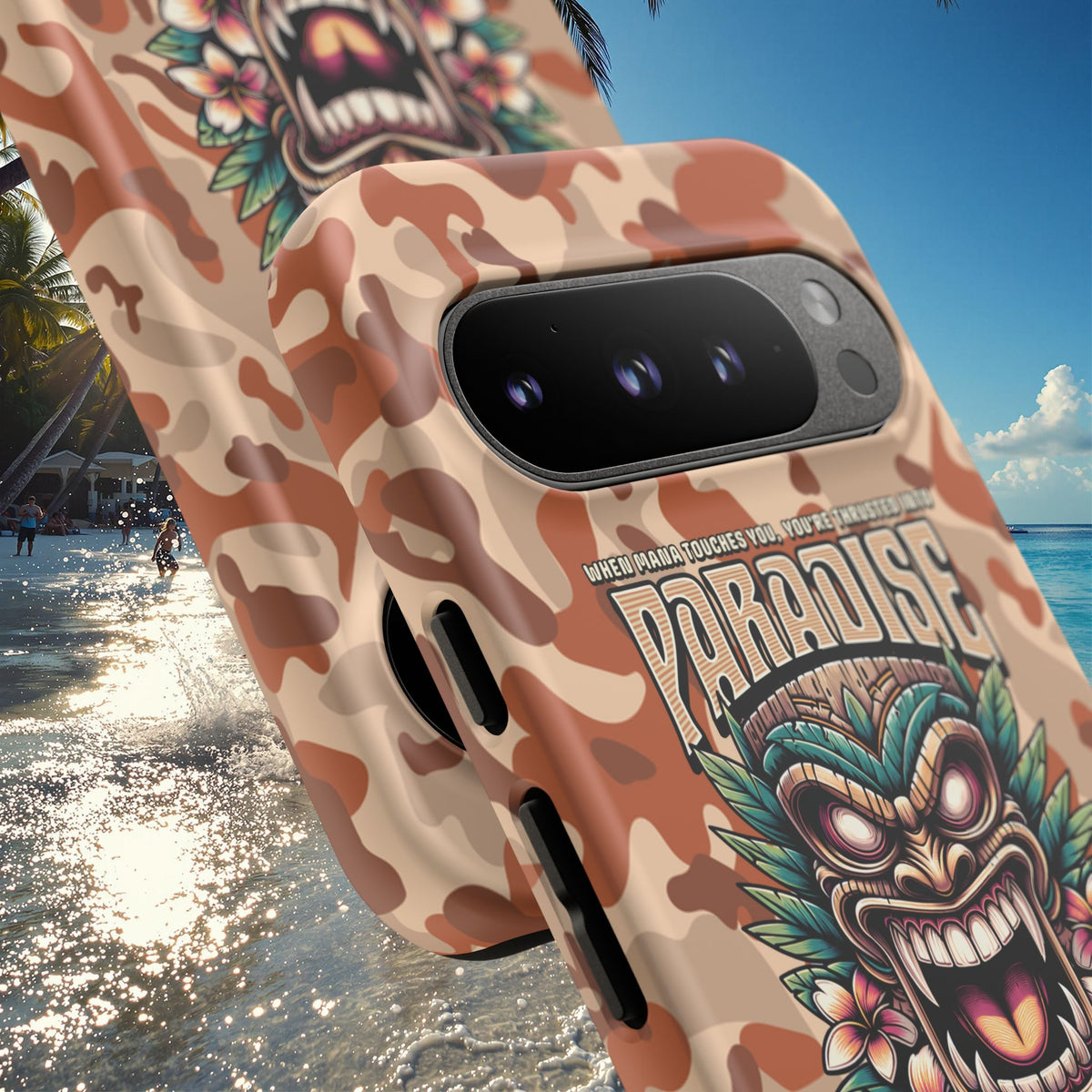 Tahaa – Coque Antichoc Premium « Tiki Féroce » | Design Tribal & Protection Maximale