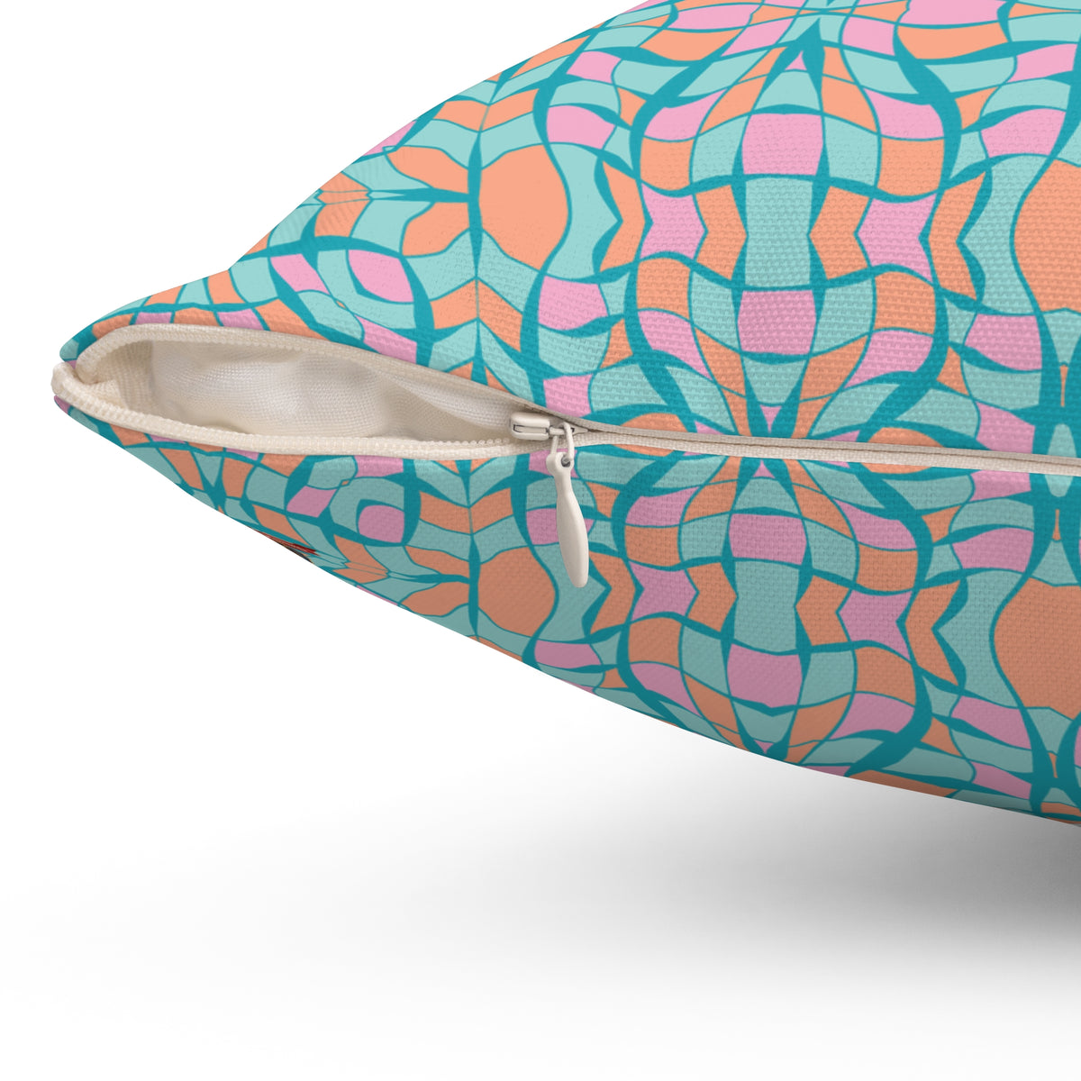 Geometric Abstract: Coral Turquoise Deco