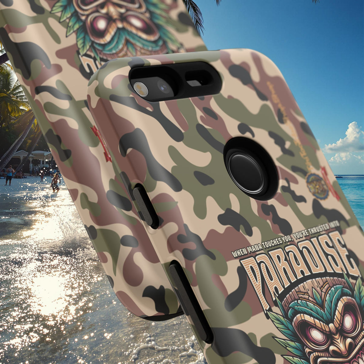 Tahaa – Coque Antichoc Premium « Tiki Féroce » | Design Tribal & Protection Maximale