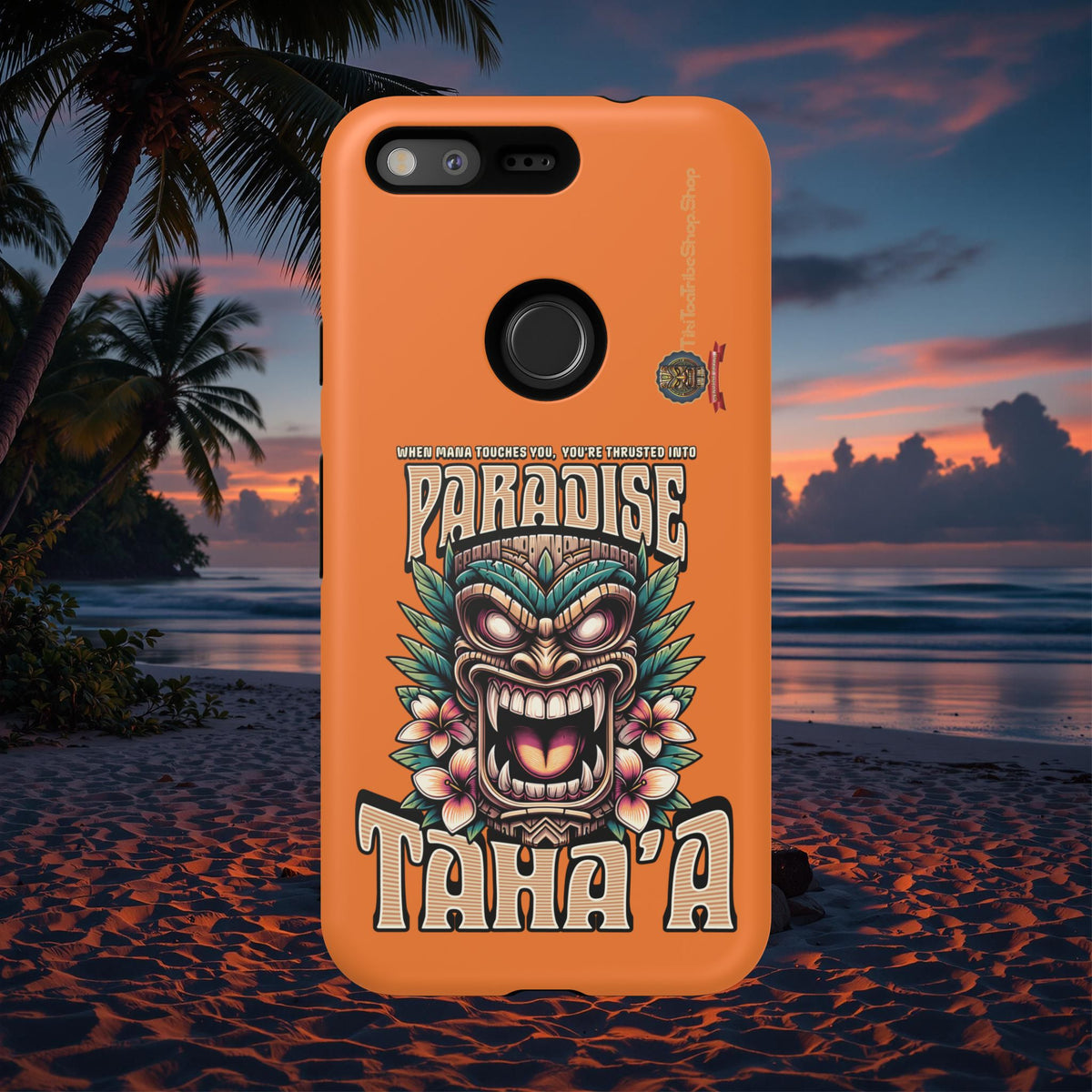 Tahaa – Coque Antichoc Premium « Tiki Féroce » | Design Tribal & Protection Maximale