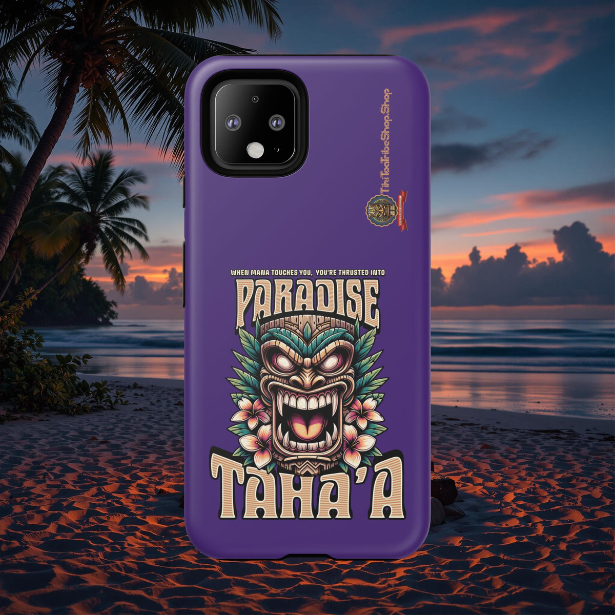 Tahaa – Coque Antichoc Premium « Tiki Féroce » | Design Tribal & Protection Maximale