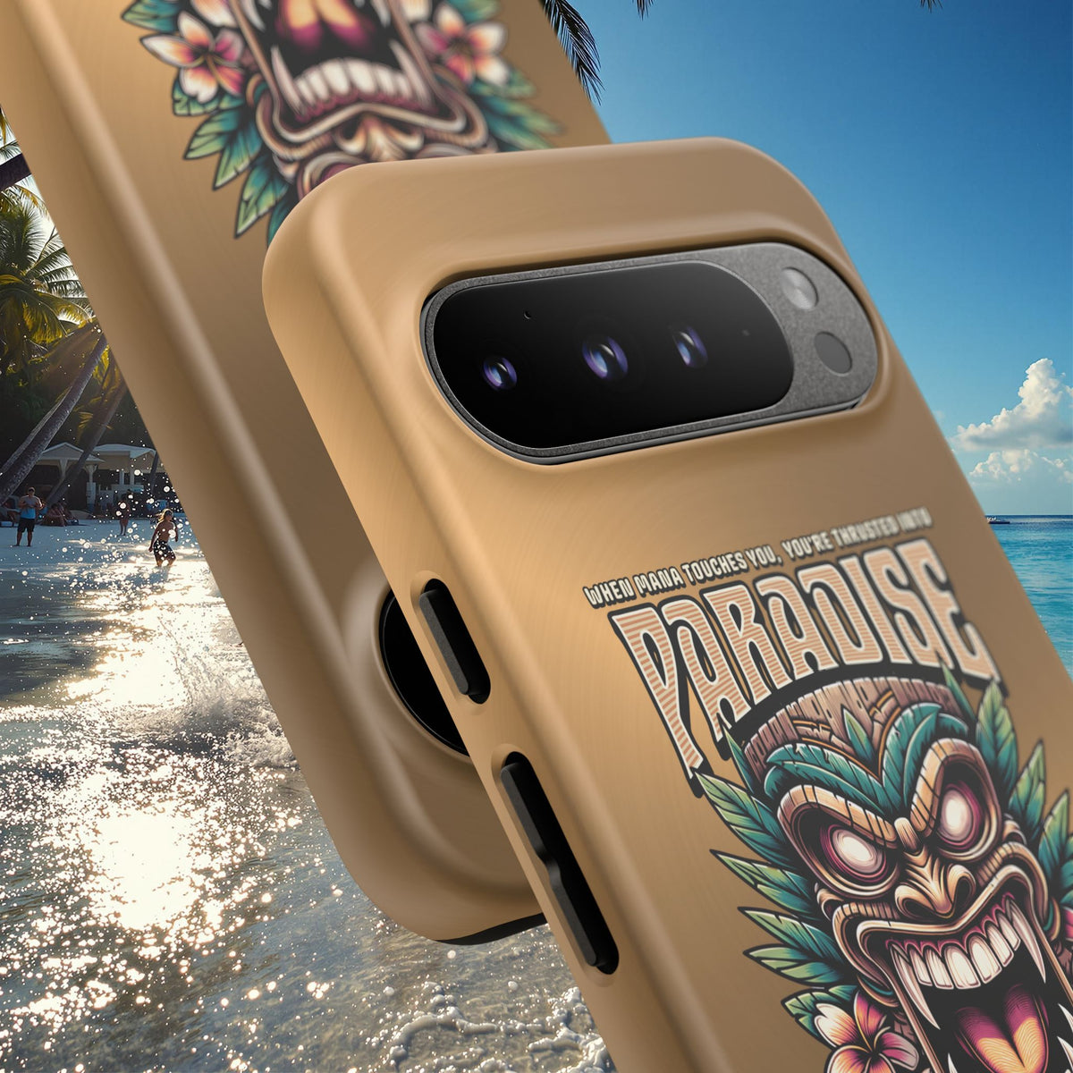 Tahaa – Coque Antichoc Premium « Tiki Féroce » | Design Tribal & Protection Maximale