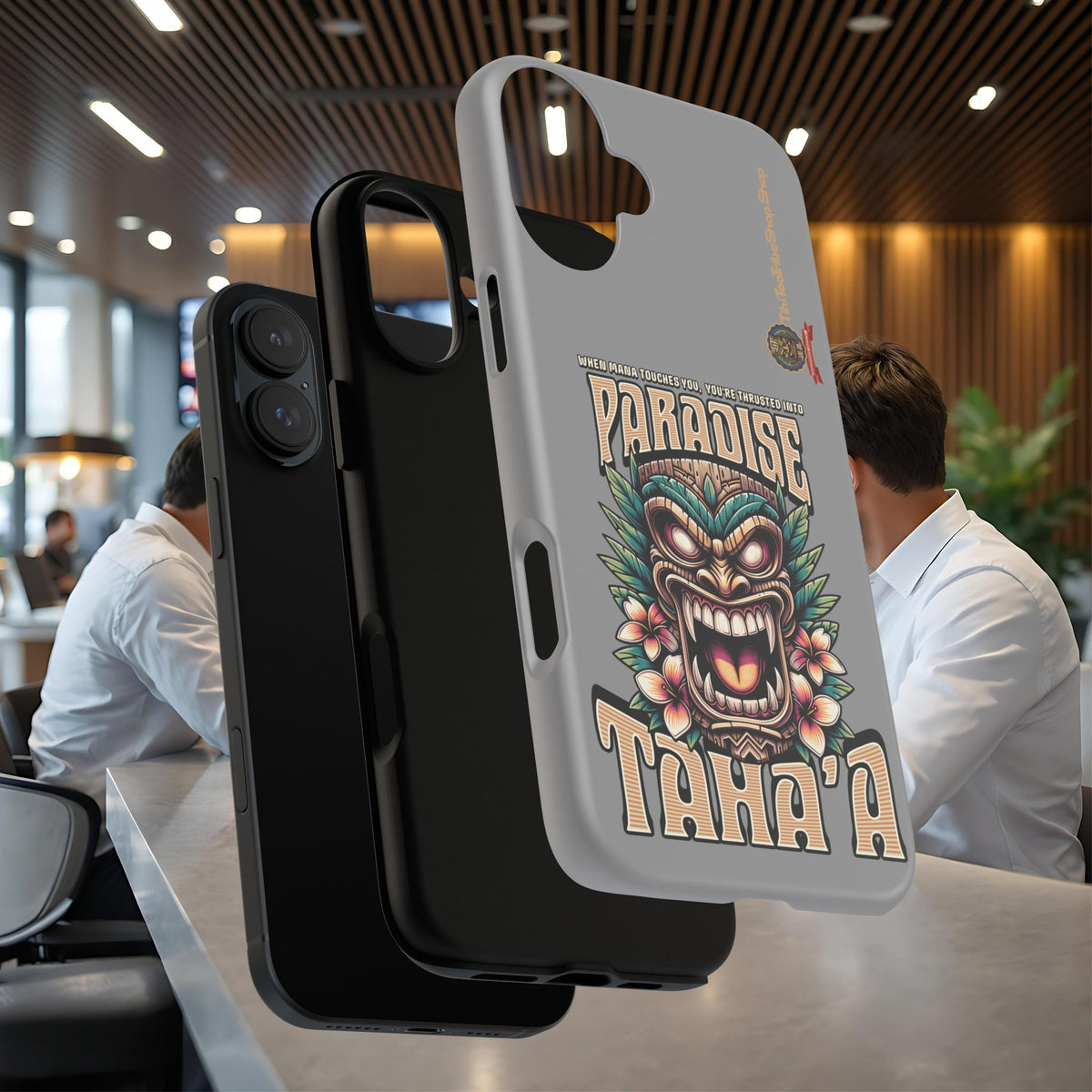 Tahaa – Coque Antichoc Premium « Tiki Féroce » | Design Tribal & Protection Maximale