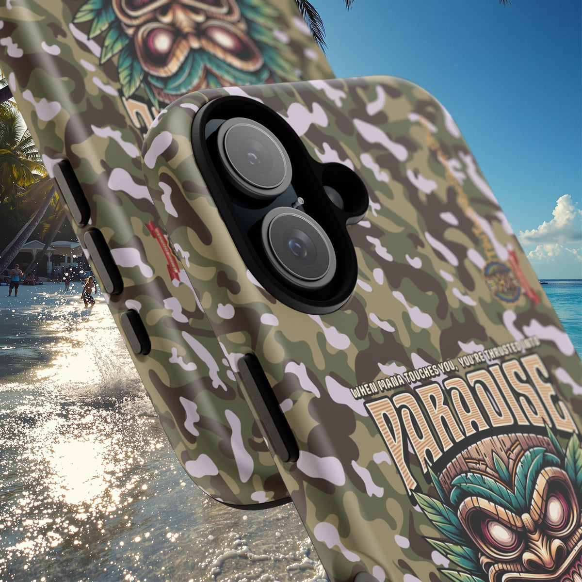 Tahaa – Coque Antichoc Premium « Tiki Féroce » | Design Tribal & Protection Maximale