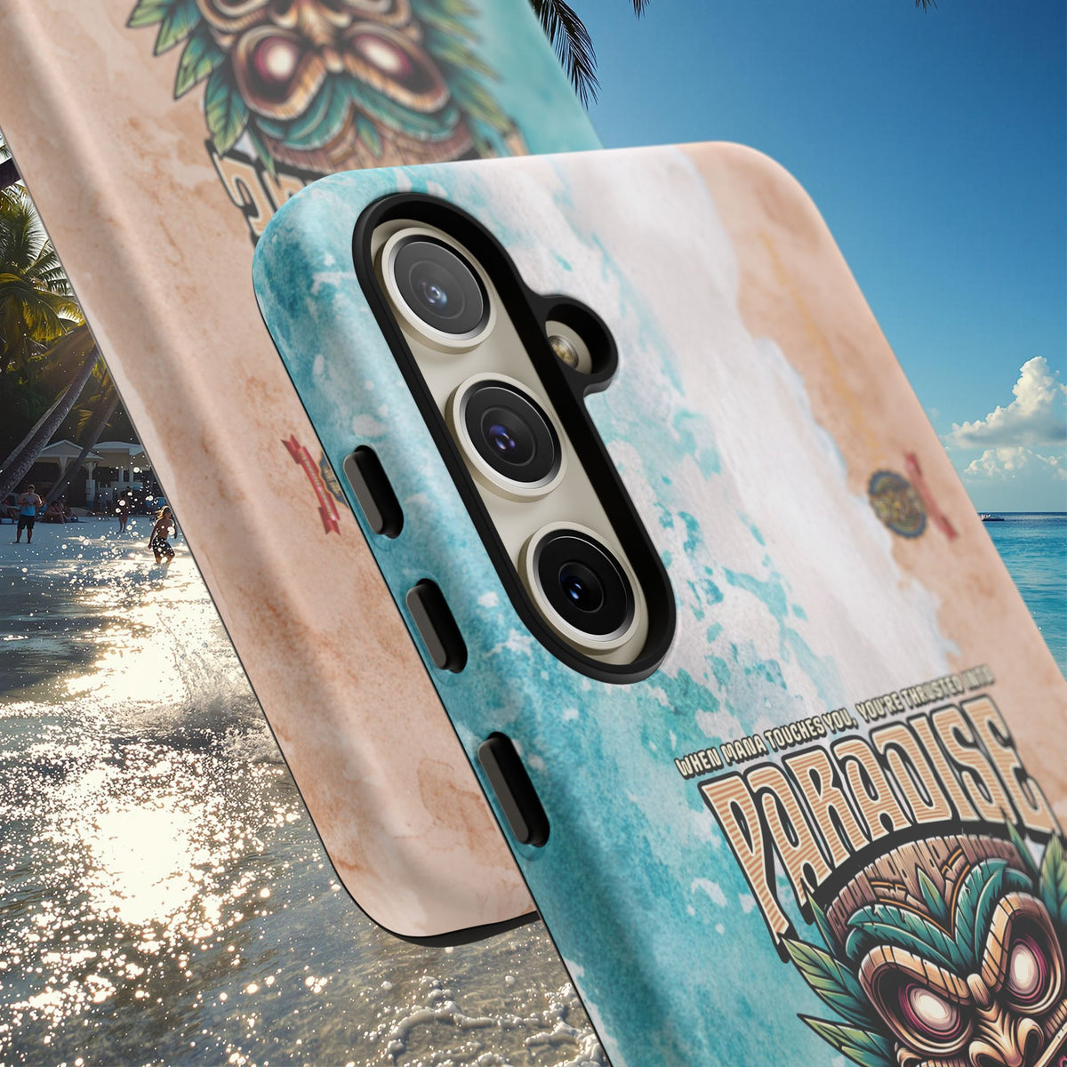 Tahaa – Coque Antichoc Premium « Tiki Féroce » | Design Tribal & Protection Maximale
