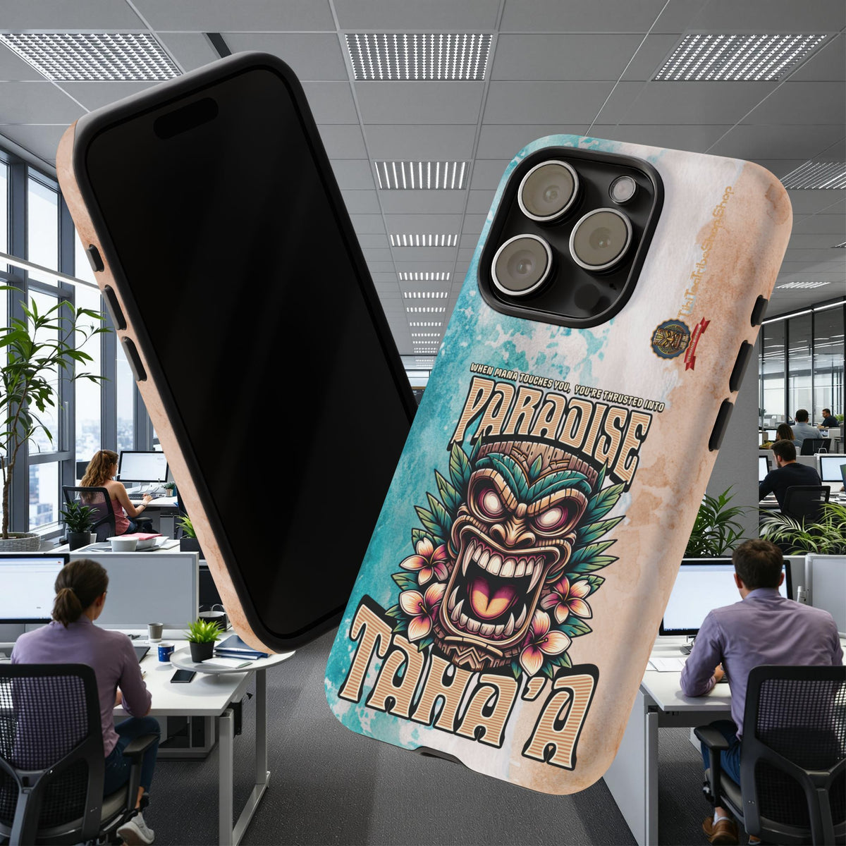 Tahaa – Coque Antichoc Premium « Tiki Féroce » | Design Tribal & Protection Maximale