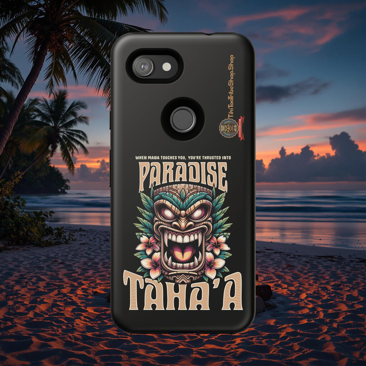 Tahaa – Coque Antichoc Premium « Tiki Féroce » | Design Tribal & Protection Maximale