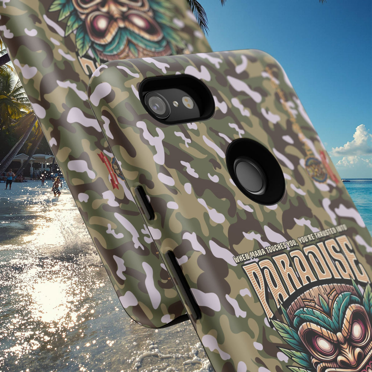 Tahaa – Coque Antichoc Premium « Tiki Féroce » | Design Tribal & Protection Maximale