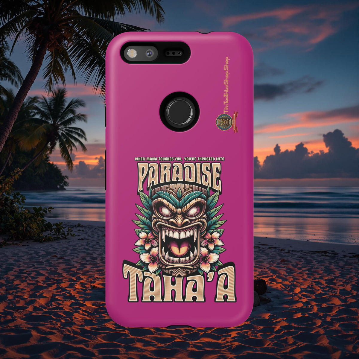 Tahaa – Coque Antichoc Premium « Tiki Féroce » | Design Tribal & Protection Maximale
