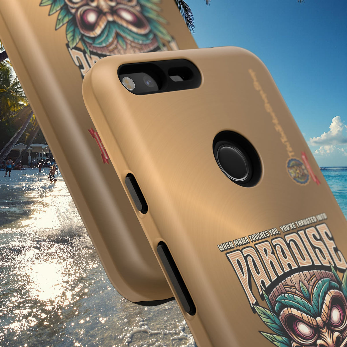 Tahaa – Coque Antichoc Premium « Tiki Féroce » | Design Tribal & Protection Maximale