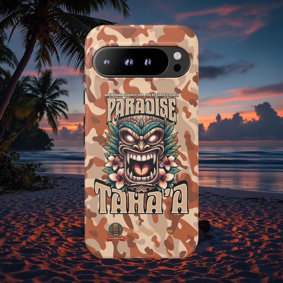 Tahaa – Coque Antichoc Premium « Tiki Féroce » | Design Tribal & Protection Maximale