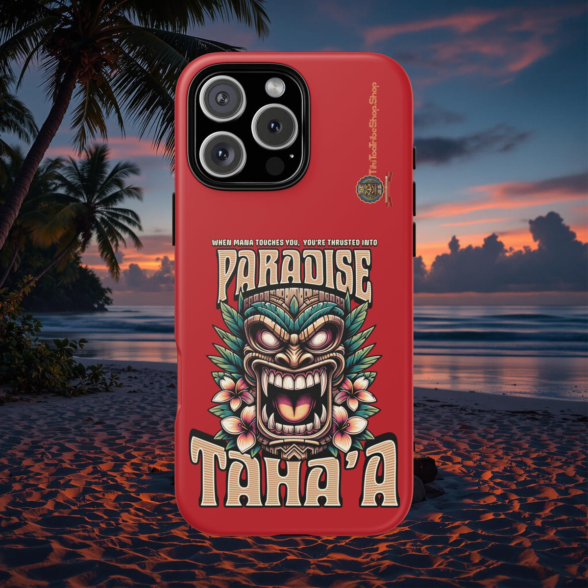 Tahaa – Coque Antichoc Premium « Tiki Féroce » | Design Tribal & Protection Maximale