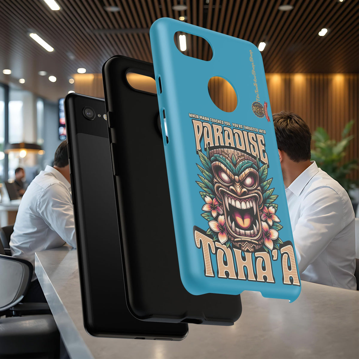 Tahaa – Coque Antichoc Premium « Tiki Féroce » | Design Tribal & Protection Maximale