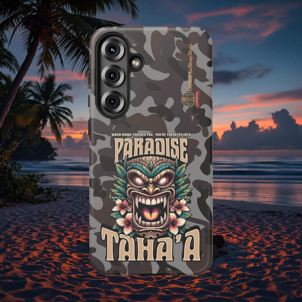 Tahaa – Coque Antichoc Premium « Tiki Féroce » | Design Tribal & Protection Maximale