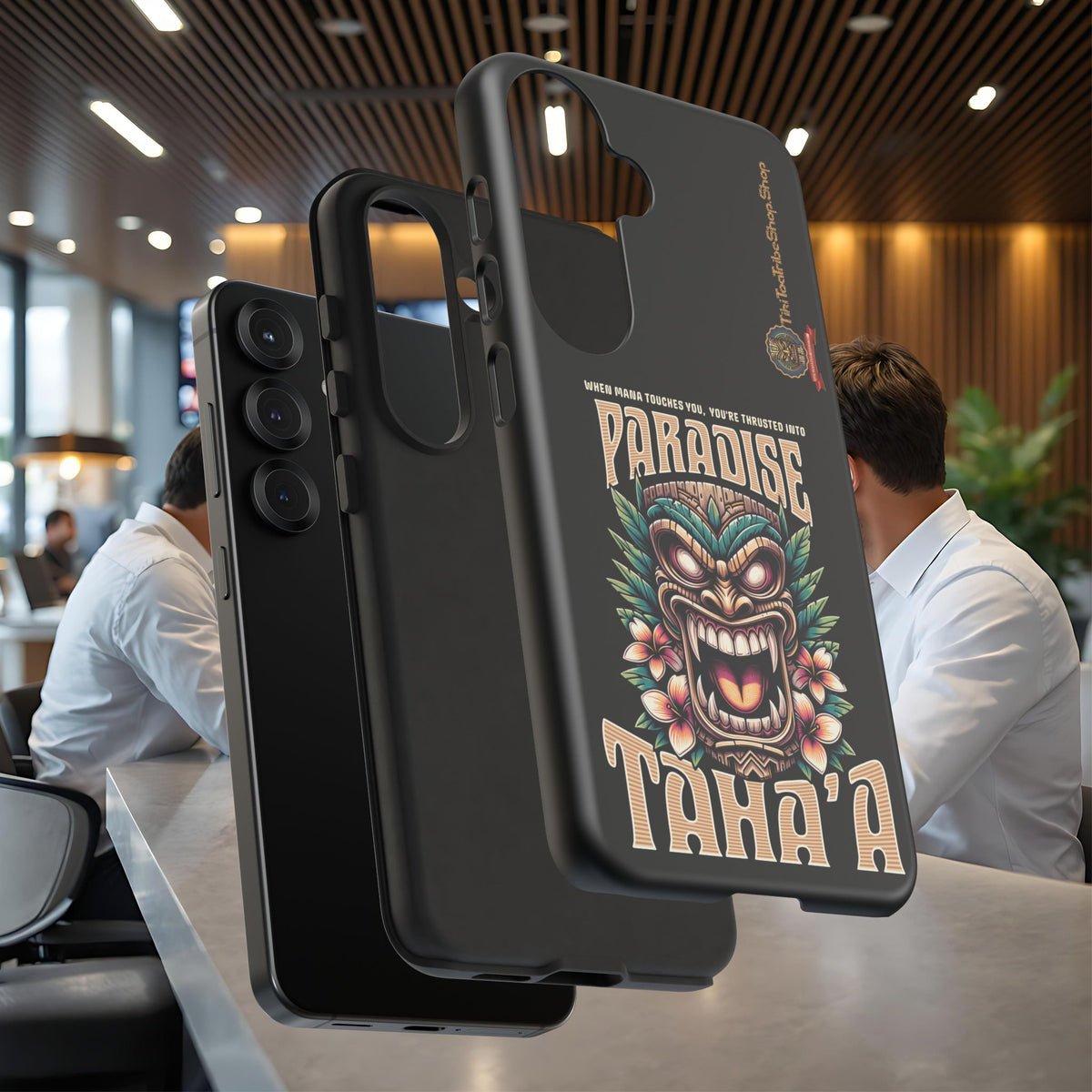 Tahaa – Coque Antichoc Premium « Tiki Féroce » | Design Tribal & Protection Maximale