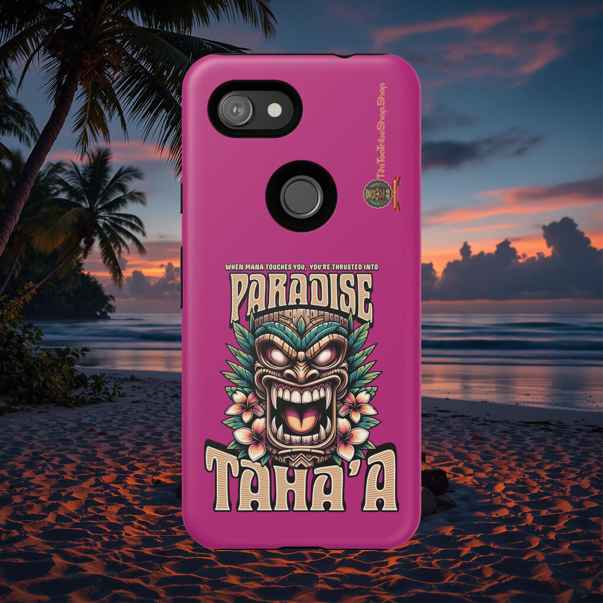 Tahaa – Coque Antichoc Premium « Tiki Féroce » | Design Tribal & Protection Maximale