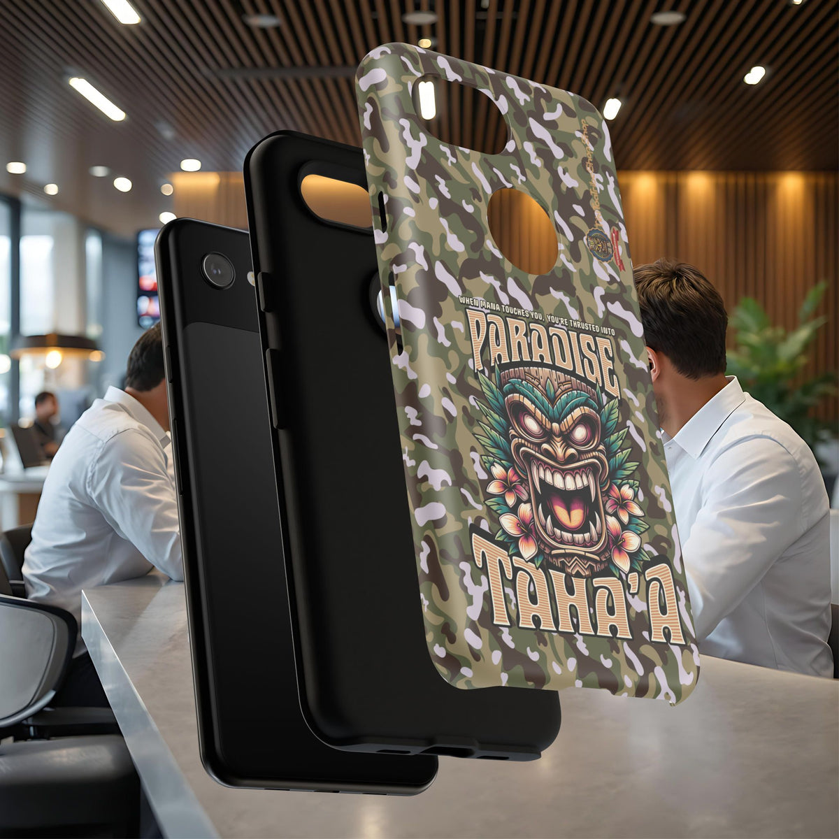 Tahaa – Coque Antichoc Premium « Tiki Féroce » | Design Tribal & Protection Maximale