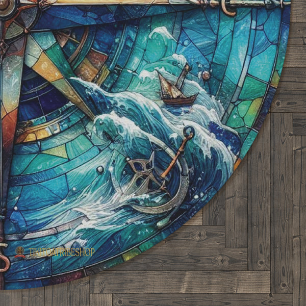 Round Rug or Wall Decoration, The Compass of the Worlds