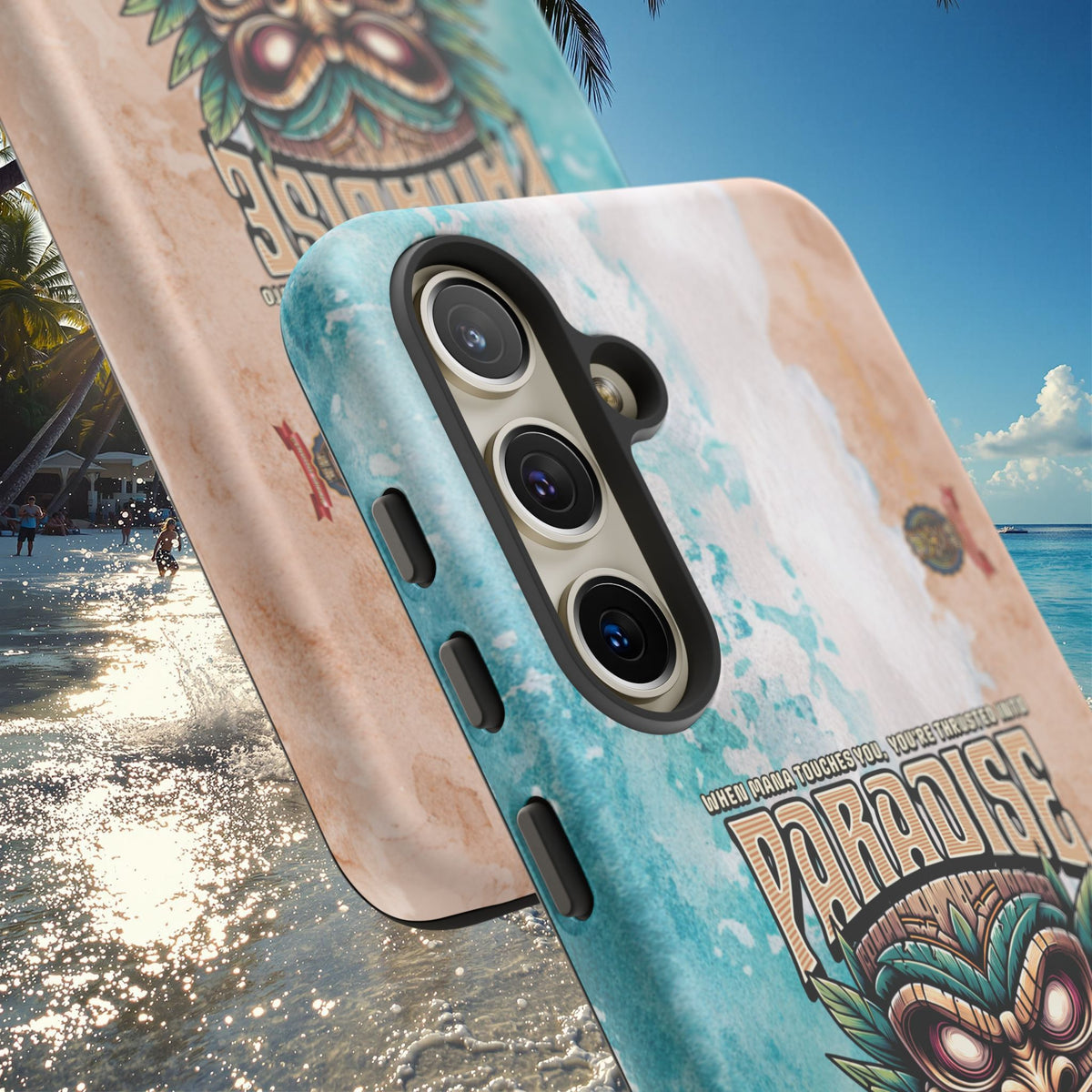 Tahaa – Coque Antichoc Premium « Tiki Féroce » | Design Tribal & Protection Maximale