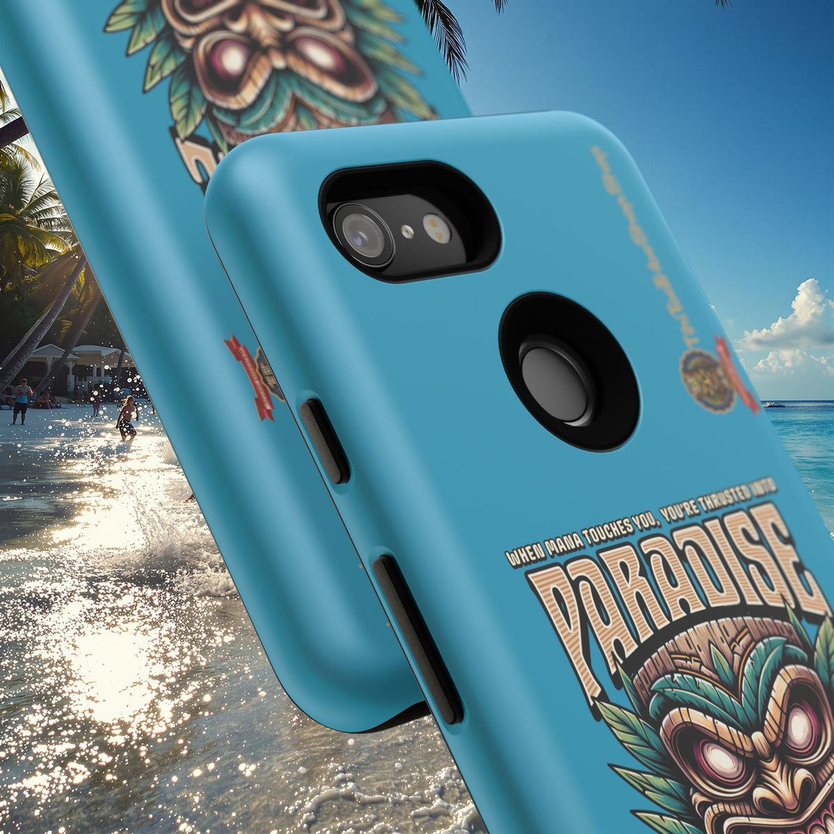 Tahaa – Coque Antichoc Premium « Tiki Féroce » | Design Tribal & Protection Maximale