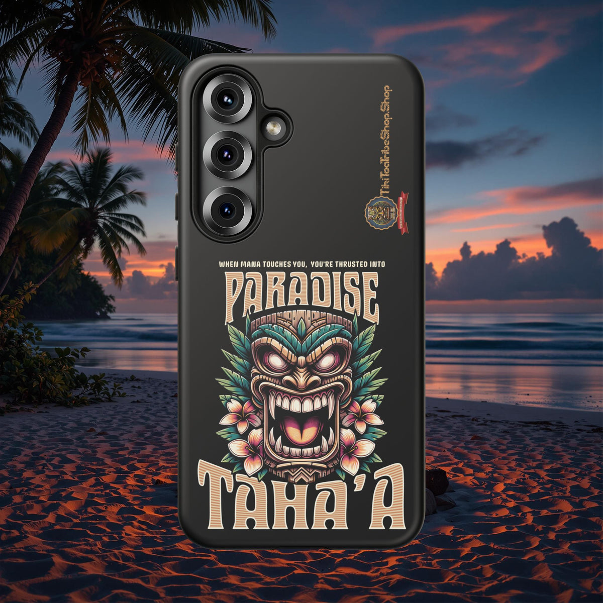 Tahaa – Coque Antichoc Premium « Tiki Féroce » | Design Tribal & Protection Maximale