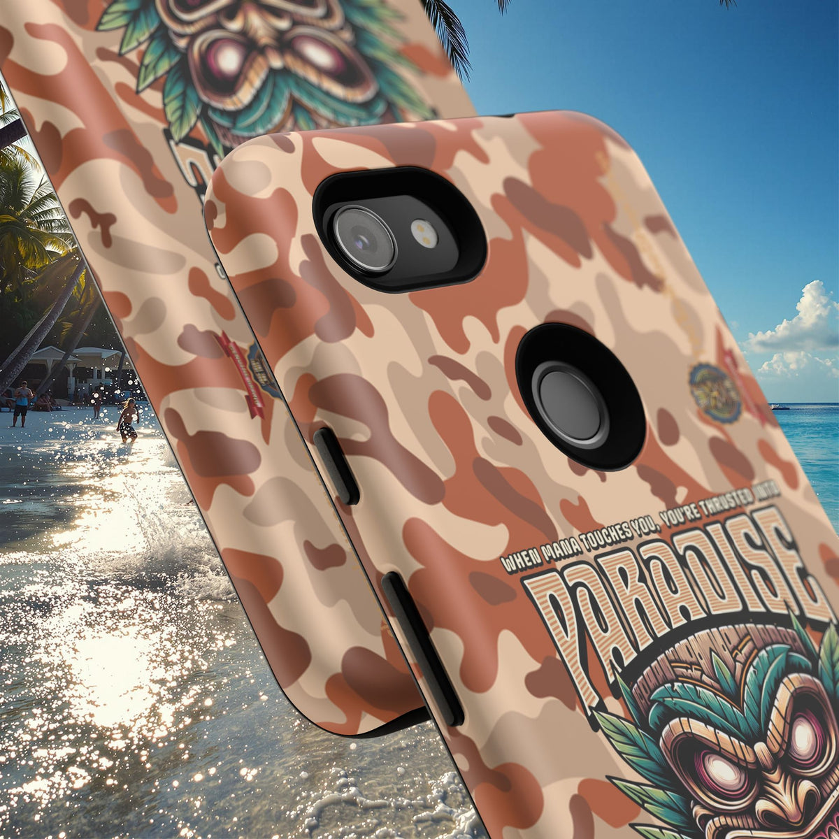 Tahaa – Coque Antichoc Premium « Tiki Féroce » | Design Tribal & Protection Maximale