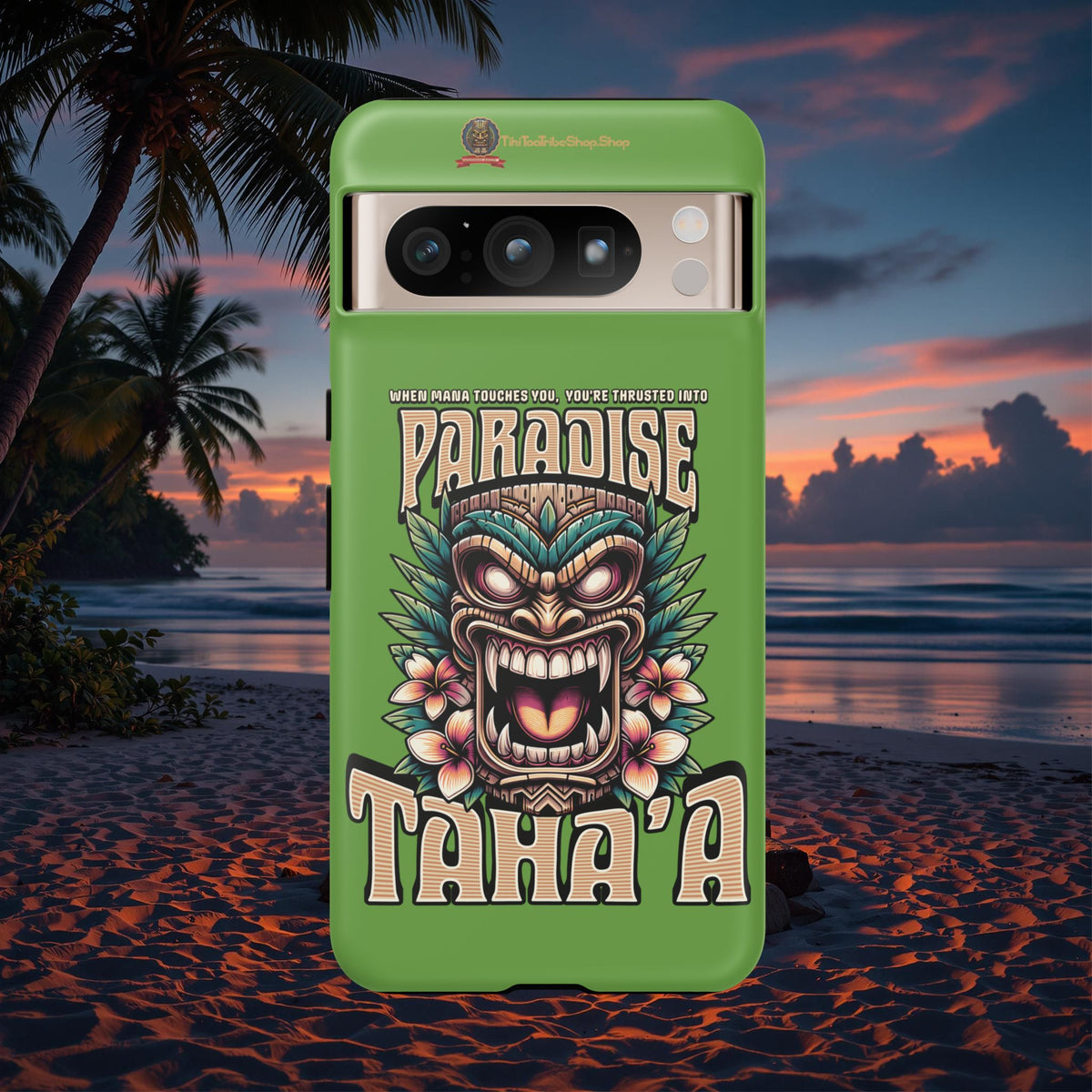 Tahaa – Coque Antichoc Premium « Tiki Féroce » | Design Tribal & Protection Maximale