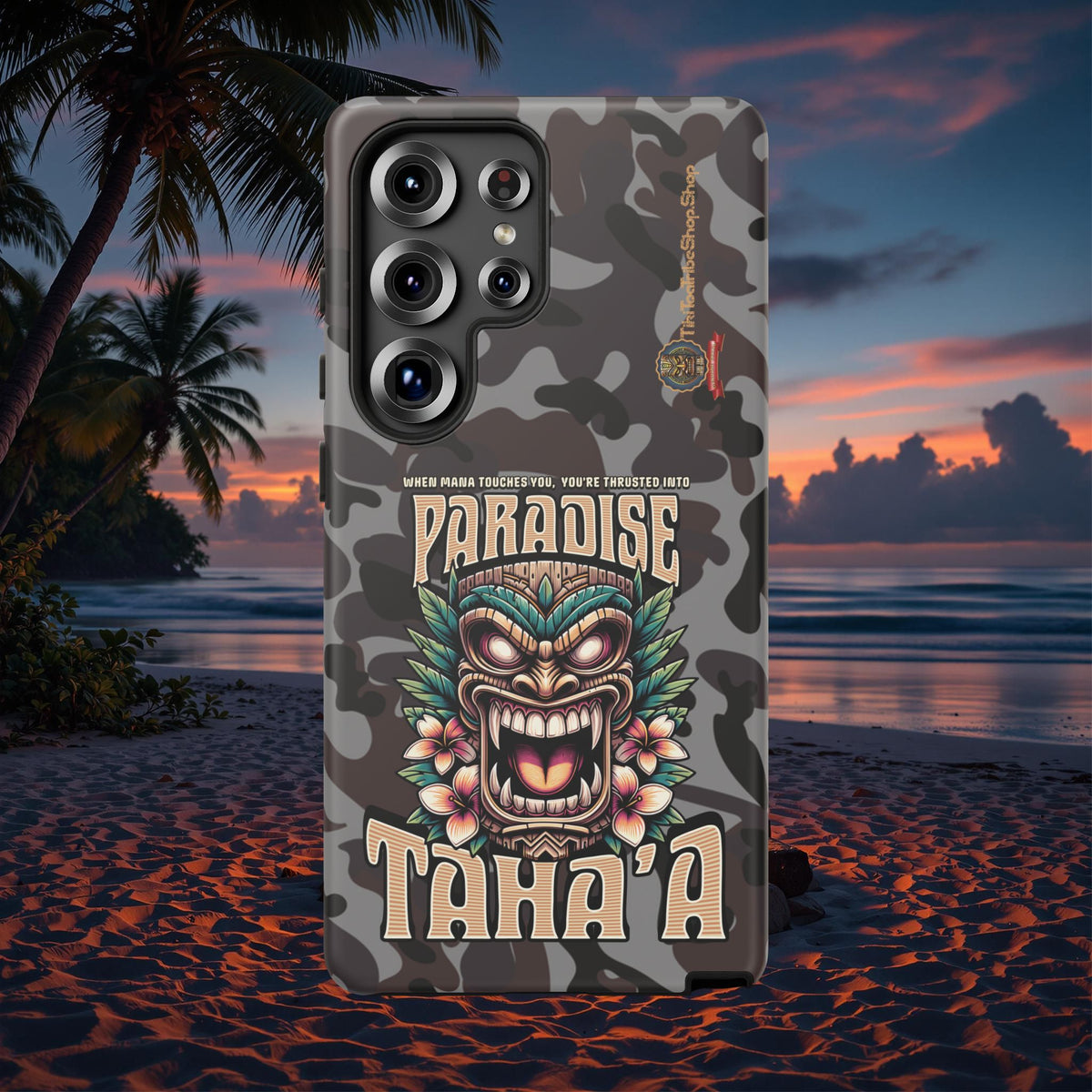 Tahaa – Coque Antichoc Premium « Tiki Féroce » | Design Tribal & Protection Maximale
