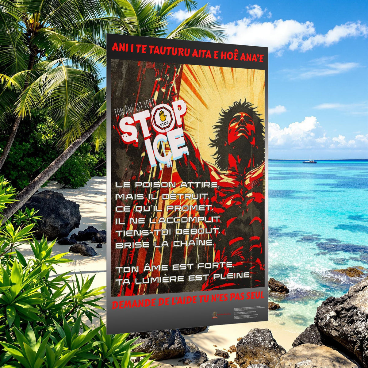 Posters Anti-ICE Polynésie – Affiches de Sensibilisation Contre la Drogue “Paruru i te ora – Brisons les chaînes de l’ICE