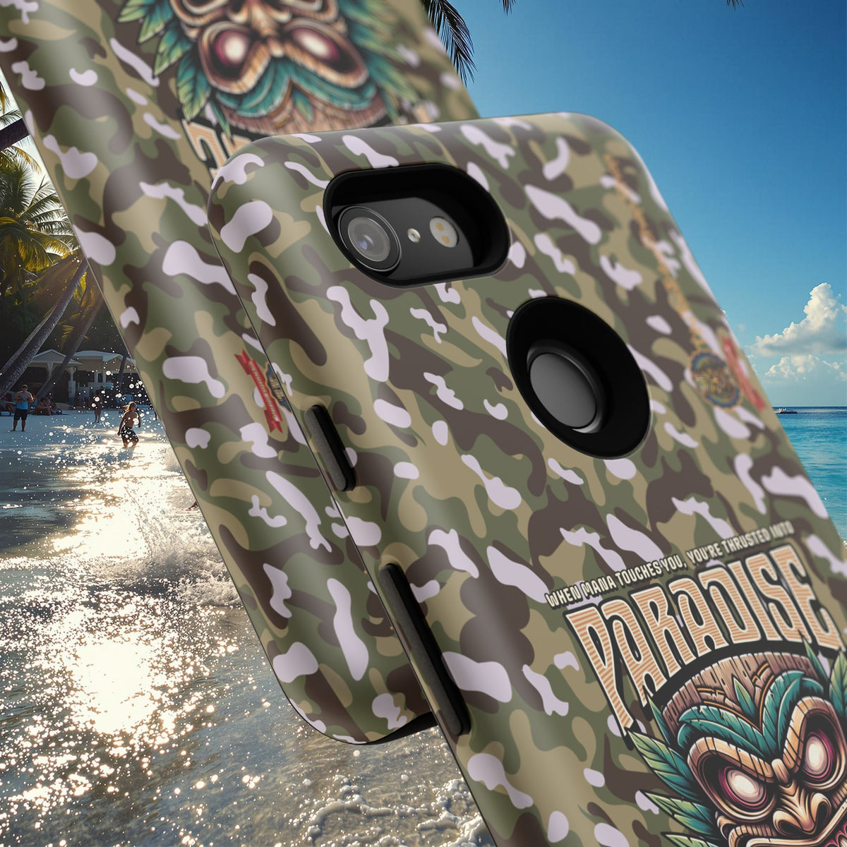 Tahaa – Coque Antichoc Premium « Tiki Féroce » | Design Tribal & Protection Maximale