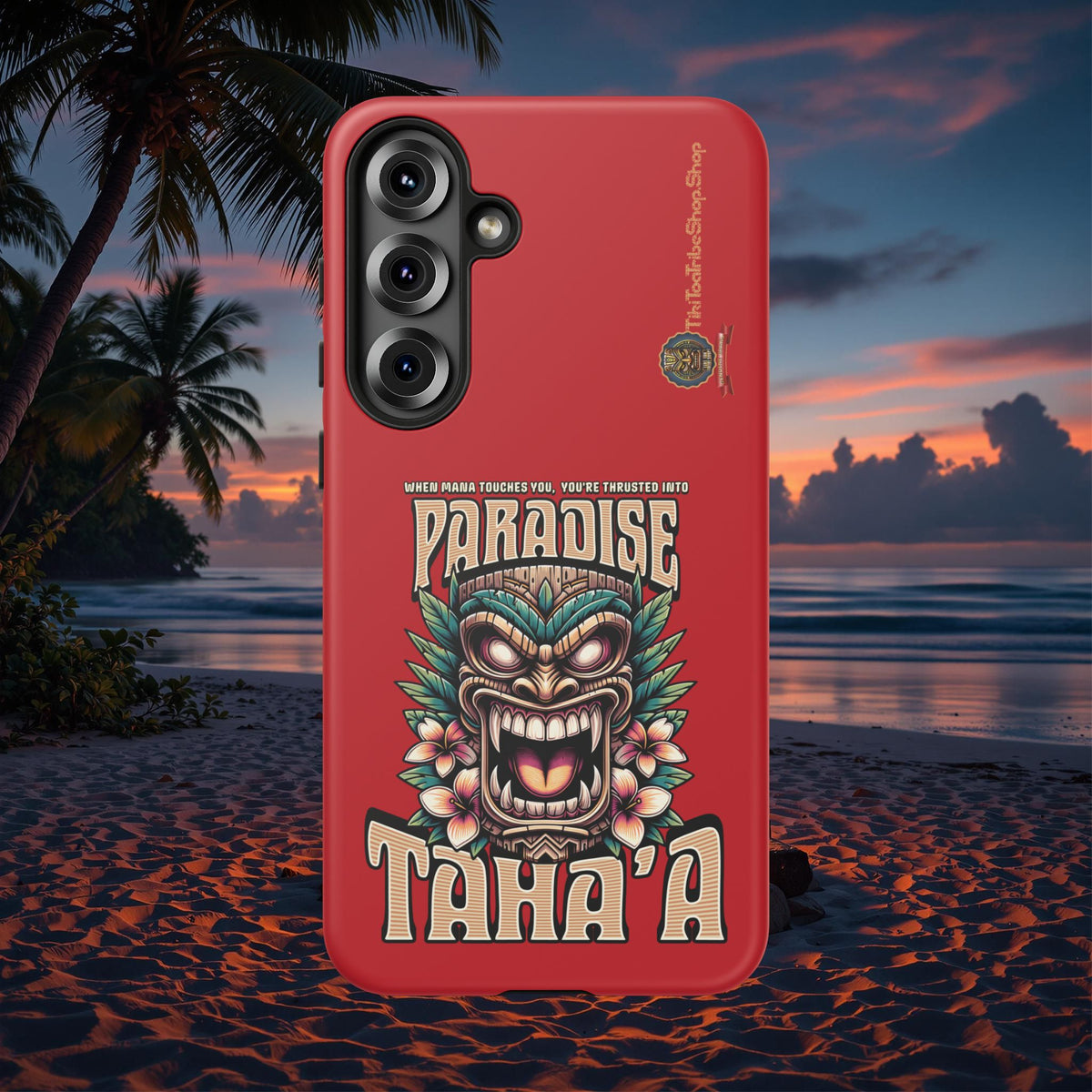 Tahaa – Coque Antichoc Premium « Tiki Féroce » | Design Tribal & Protection Maximale