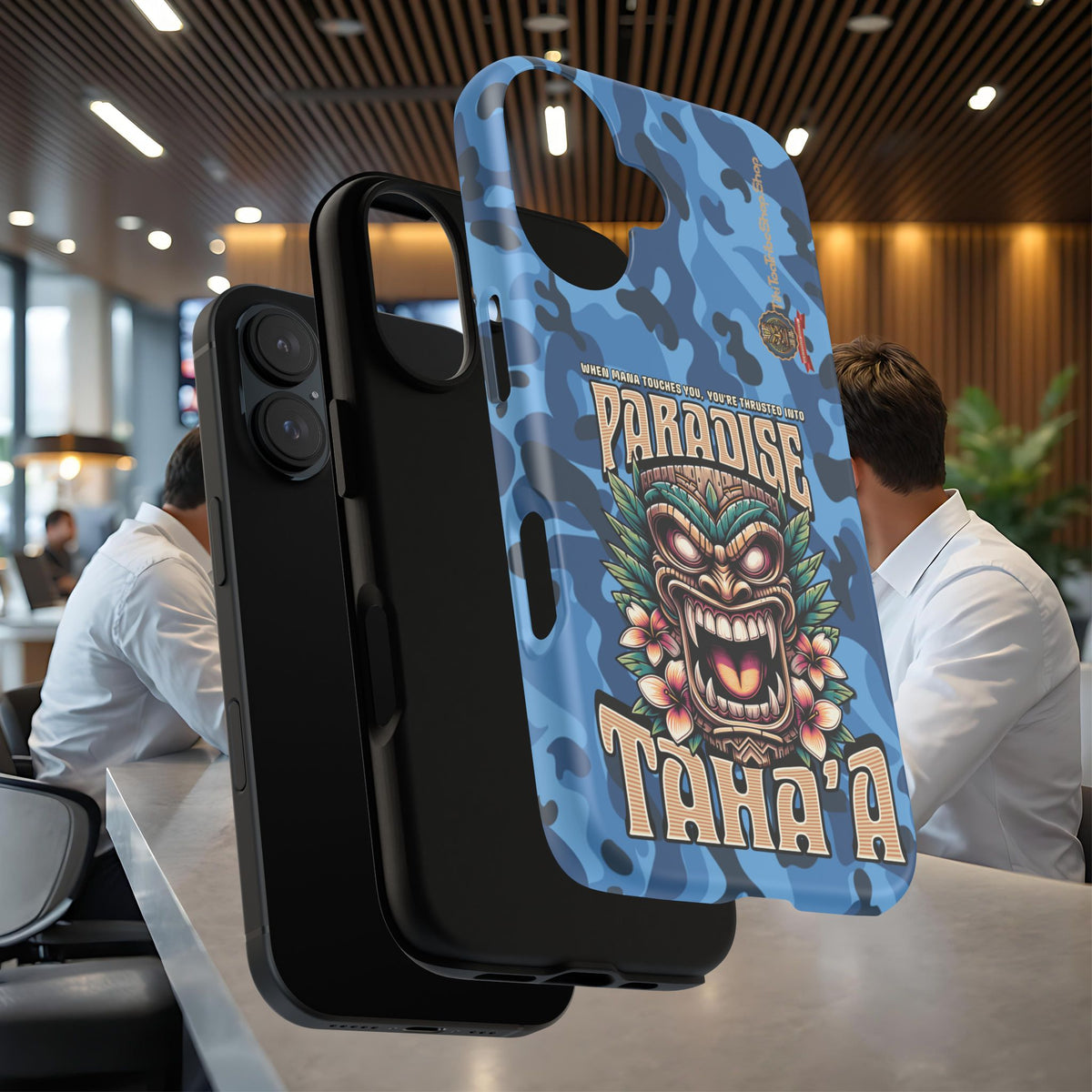 Tahaa – Coque Antichoc Premium « Tiki Féroce » | Design Tribal & Protection Maximale