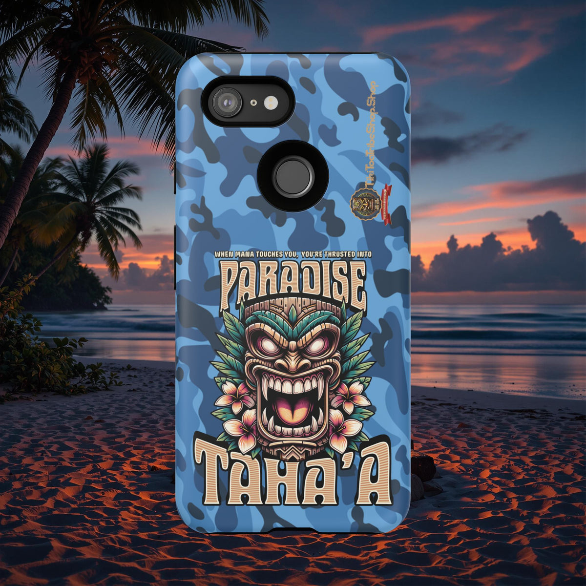 Tahaa – Coque Antichoc Premium « Tiki Féroce » | Design Tribal & Protection Maximale