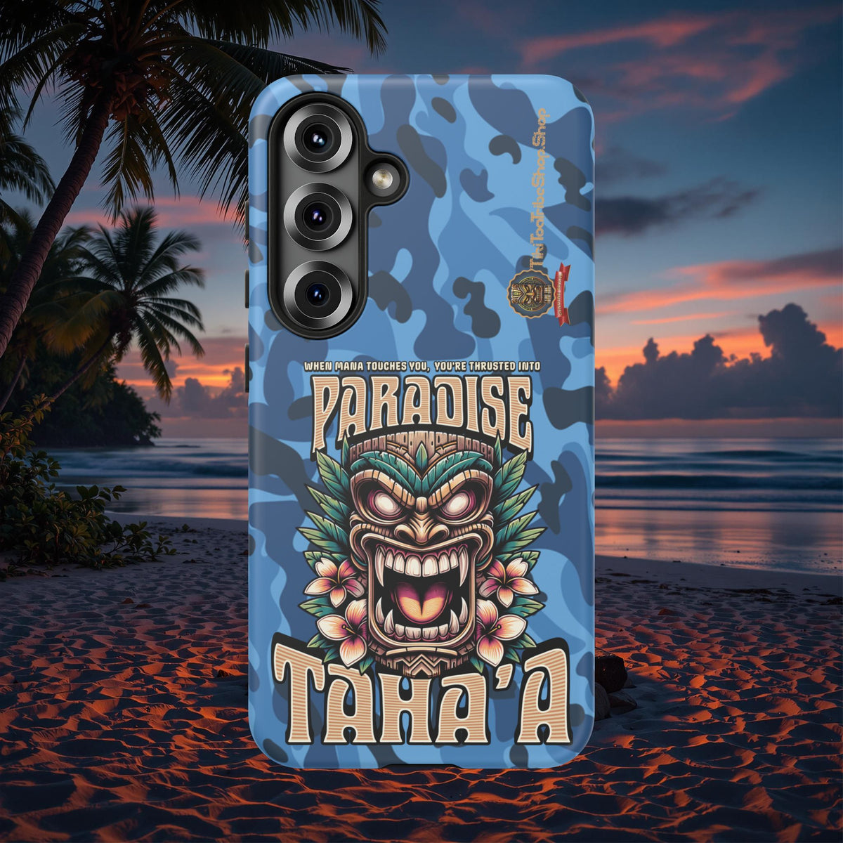 Tahaa – Coque Antichoc Premium « Tiki Féroce » | Design Tribal & Protection Maximale