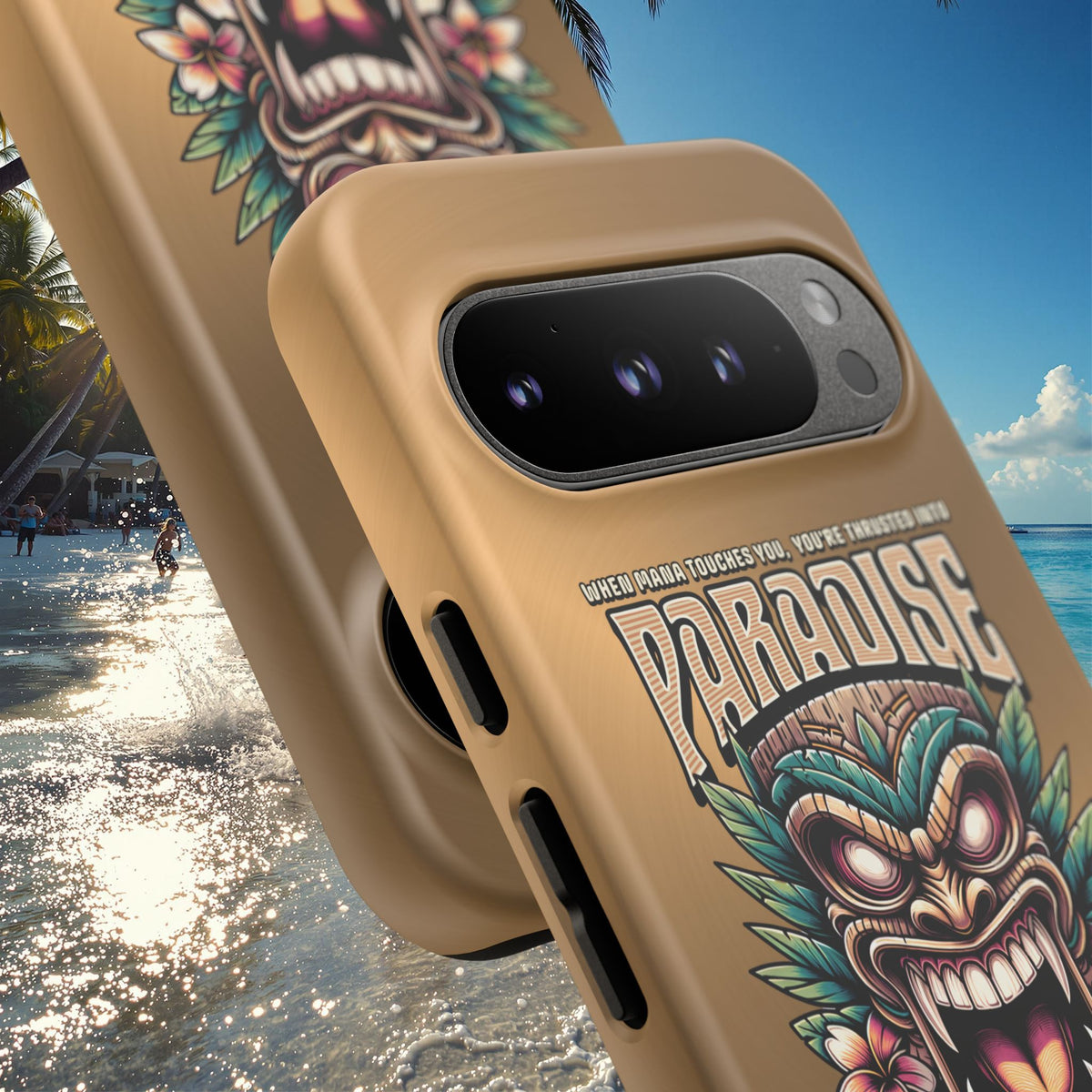 Tahaa – Coque Antichoc Premium « Tiki Féroce » | Design Tribal & Protection Maximale