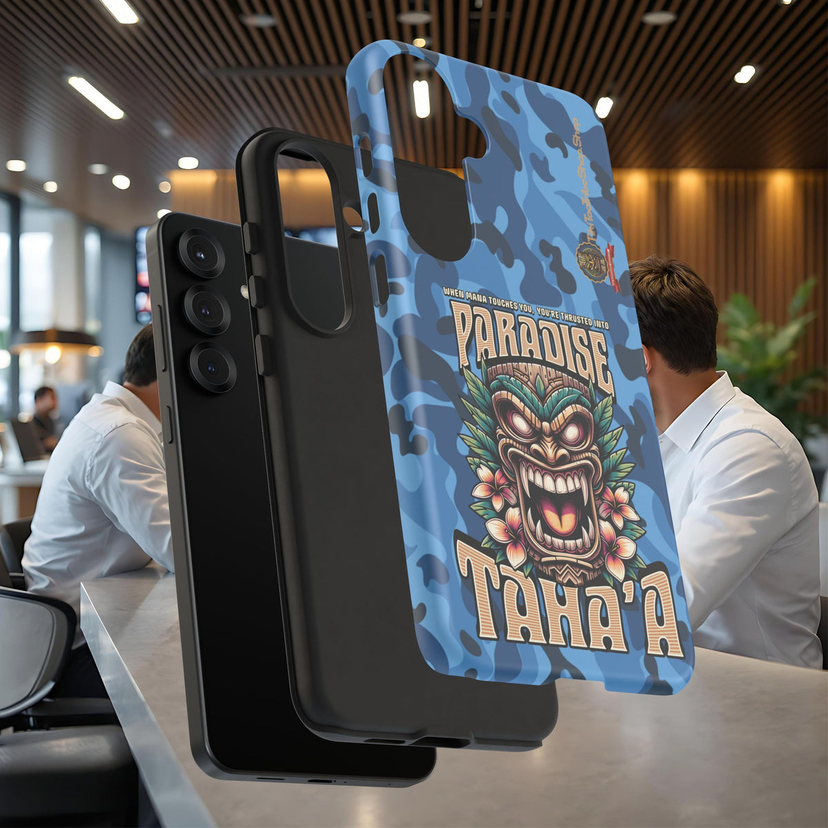Tahaa – Coque Antichoc Premium « Tiki Féroce » | Design Tribal & Protection Maximale