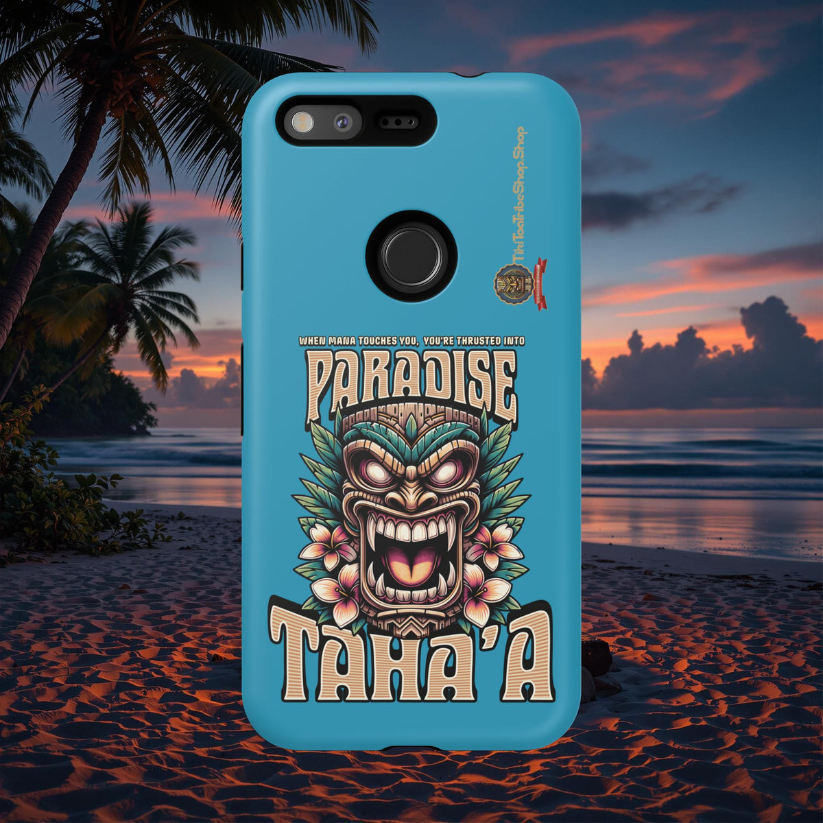 Tahaa – Coque Antichoc Premium « Tiki Féroce » | Design Tribal & Protection Maximale