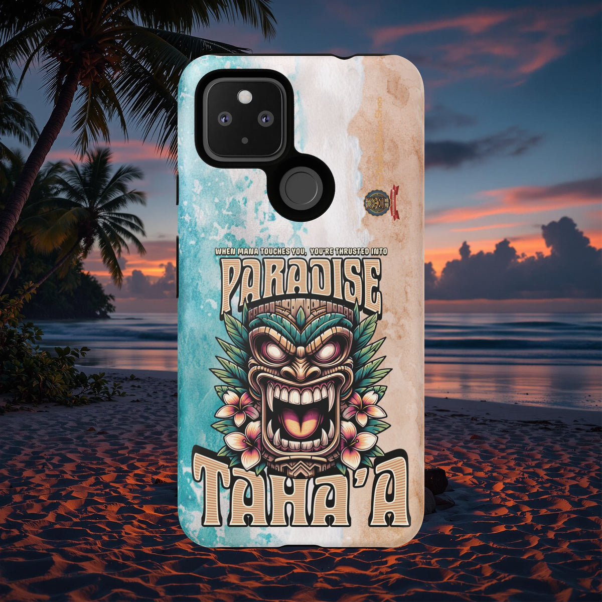 Tahaa – Coque Antichoc Premium « Tiki Féroce » | Design Tribal & Protection Maximale