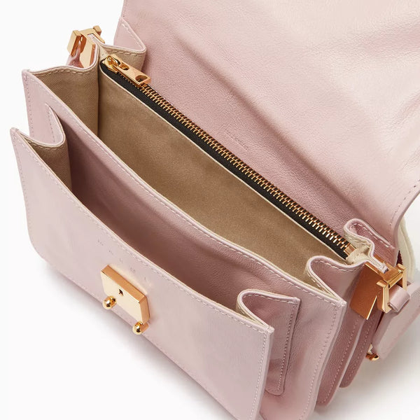 MARNI SAC TRUNK EN CUIR SAFFIANO ROSE POUDRÉ