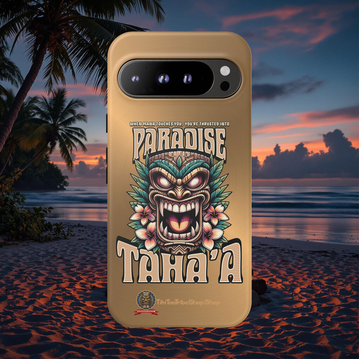 Tahaa – Coque Antichoc Premium « Tiki Féroce » | Design Tribal & Protection Maximale