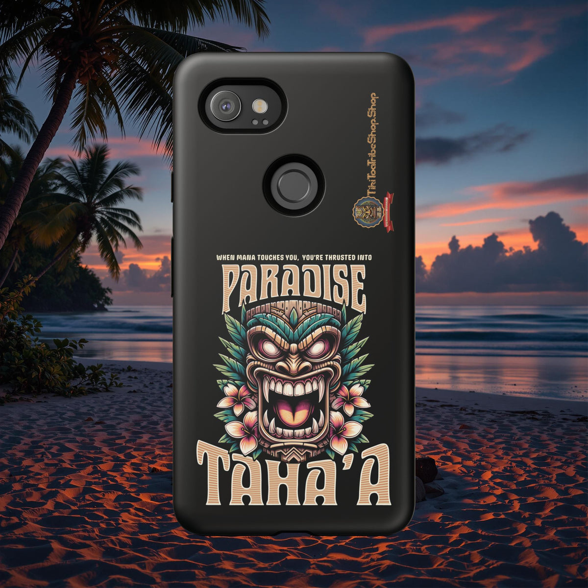 Tahaa – Coque Antichoc Premium « Tiki Féroce » | Design Tribal & Protection Maximale