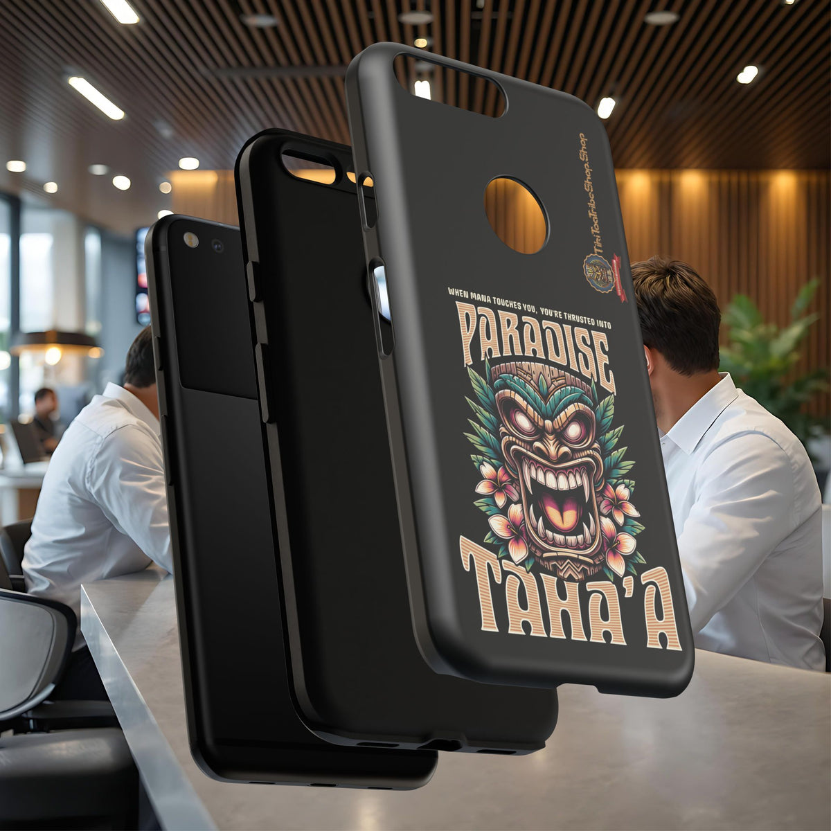 Tahaa – Coque Antichoc Premium « Tiki Féroce » | Design Tribal & Protection Maximale
