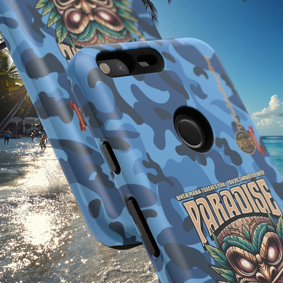Tahaa – Coque Antichoc Premium « Tiki Féroce » | Design Tribal & Protection Maximale